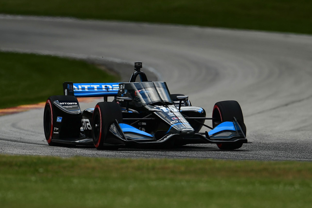 Felix Rosenqvist races during the NTT IndyCar Series Rev Group Grand Prix Race 2 at Road America on Sunday in Wisconsin.