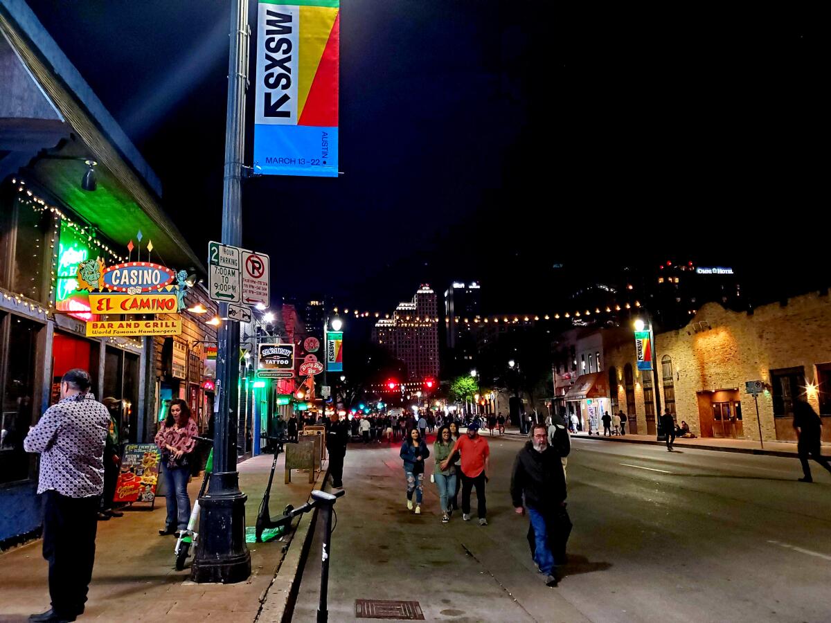 Even after Austin's mayor canceled the coming South by Southwest festival, some continued to visit Sixth Street downtown on Friday night.