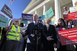 Liberty Counsel founder and Chairman Mathew Staver speaks to reporters in front of the Florida Supreme Court after telling justices a proposed amendment to protect abortion rights should be kept off the ballot on Wednesday, Feb. 7, 2024, in Tallahassee, Fla. (AP Photo/Brendan Farrington)