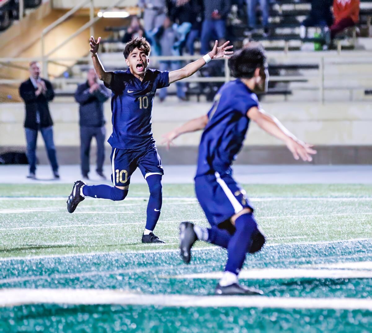 Carlos Ruano (10) of Birmingham celebrates after Adrian Diaz scores on a penalty kick in second half vs. ECR.