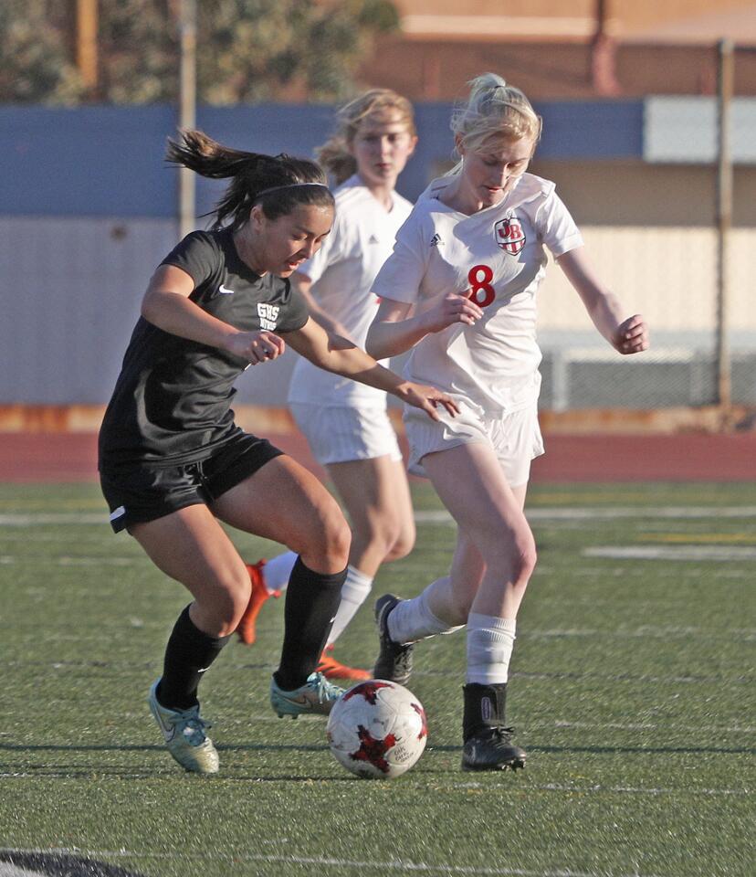 Photo Gallery: Glendale vs. Burroughs in Pacific League girls' soccer