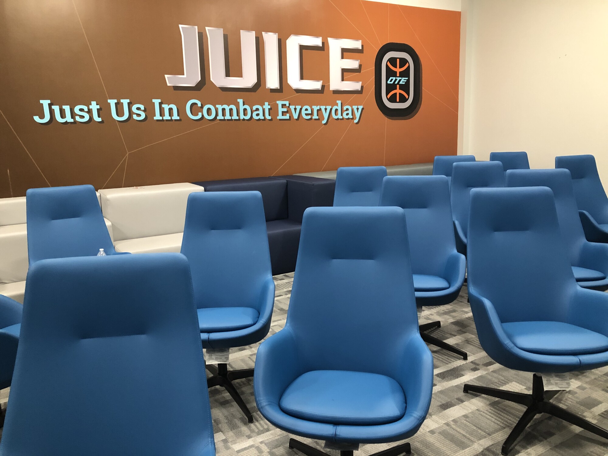 A look inside a meeting room at the Overtime Elite campus in Atlanta.