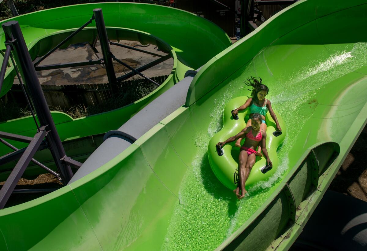 A water slide at Raging Waters in Sacramento