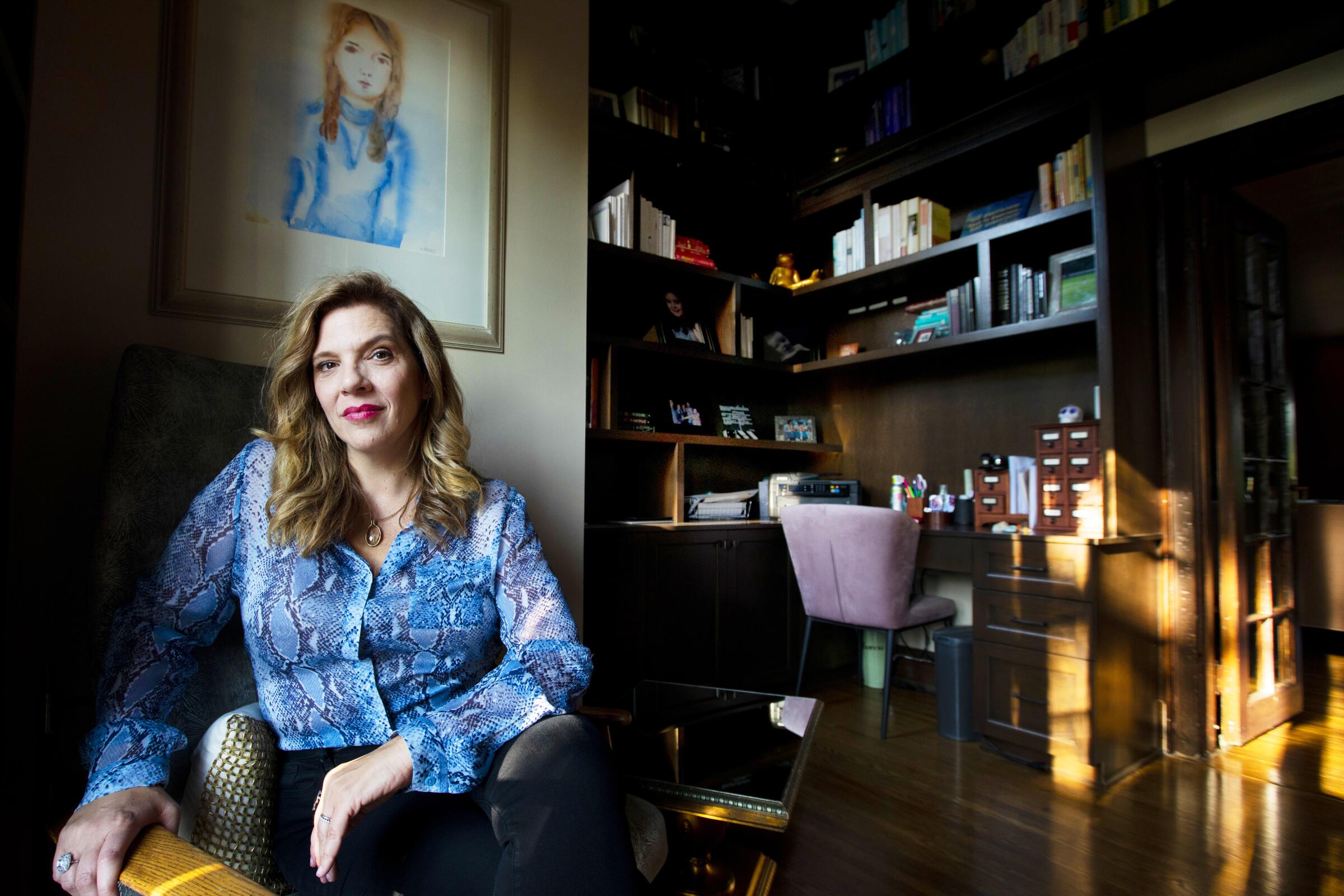 Krista Vernoff, the showrunner of "Grey's Anatomy," in her home office.