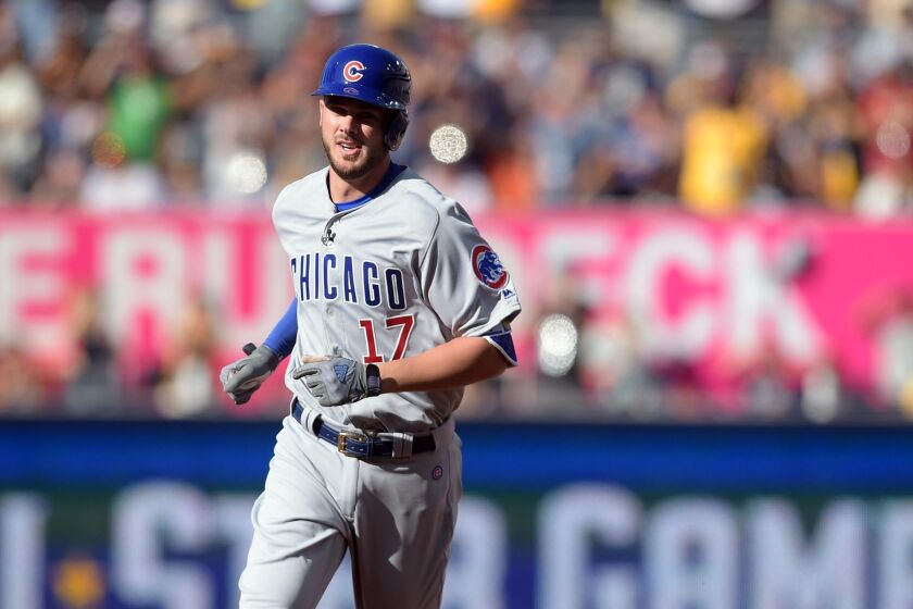 So much for a sophomore slump. USD’s Kris Bryant blasted 26 home runs a year ago as the unanimous NL Rookie of the Year. This year, the 24-year-old third baseman already has an MLB-best 31 through his first 120 games of the season. He leads the majors with 98 runs, has driven in 83 and leads the NL in WAR with 6.6, according to fangraphs.com. On top of that, Bryant – who homered during last year’s trip to San Diego – already homered once here this year as the NL’s starting third baseman in his second turn as an All-Star.