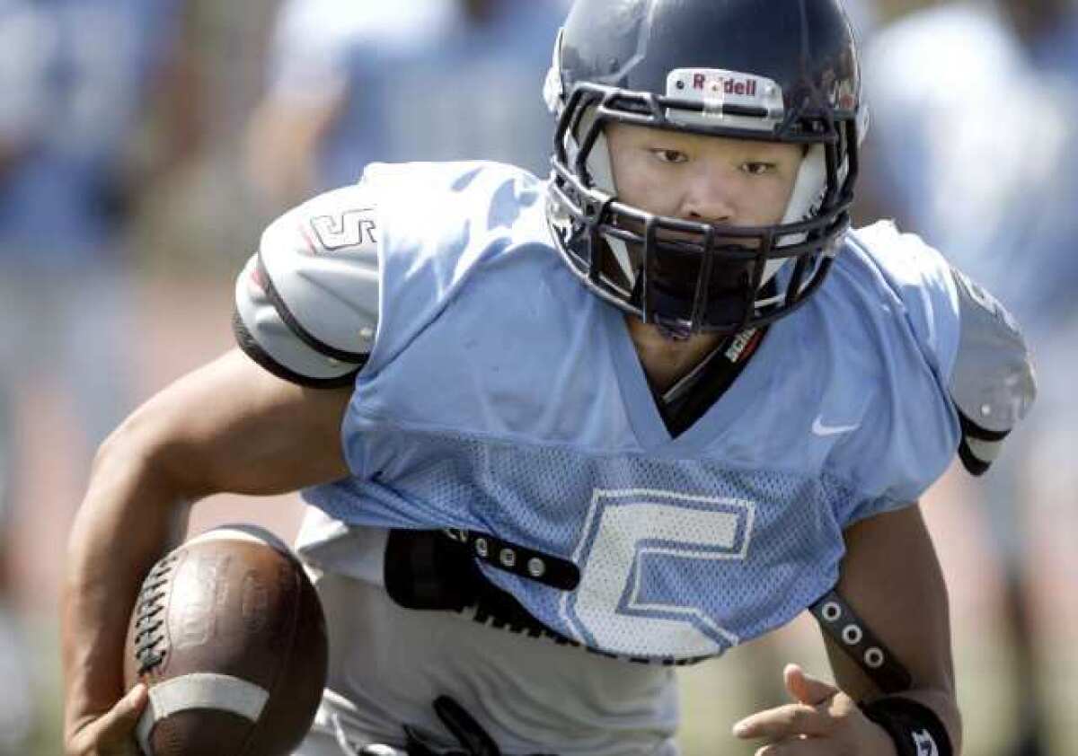 Crescenta Valley High football player William Wang, a key piece of the football program.