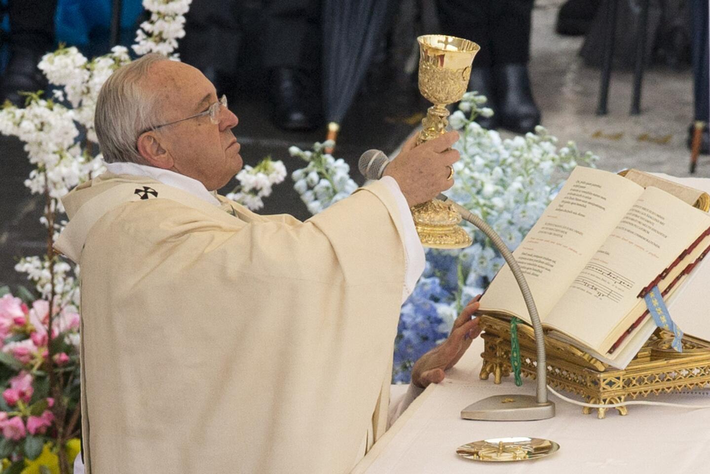 Pope Francis celebrates Easter Mass at the Vatican.