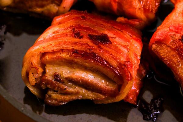 Bacon-wrapped pork belly