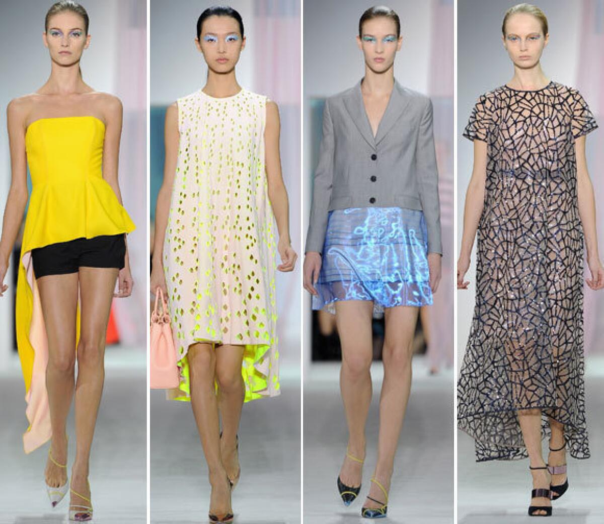 Looks from the Dior spring-summer 2013 runway collection shown during Paris Fashion Week.