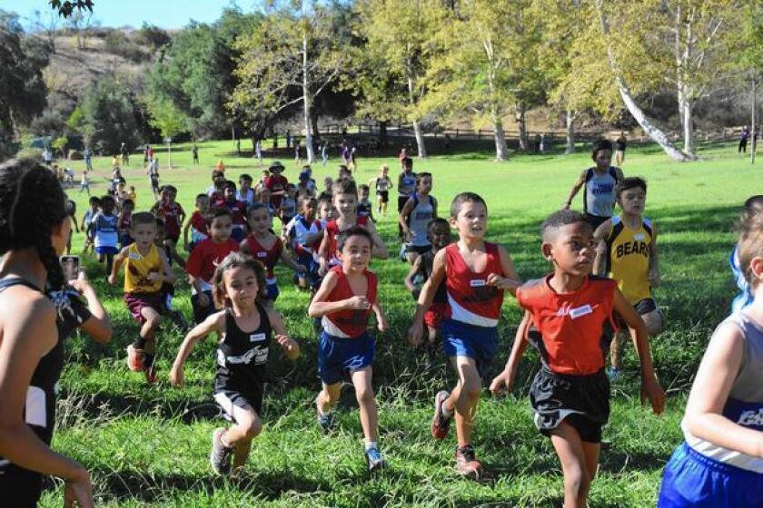 Members of the Northridge Pacers cross country club run in O'Melveny Park in Granada Hills.