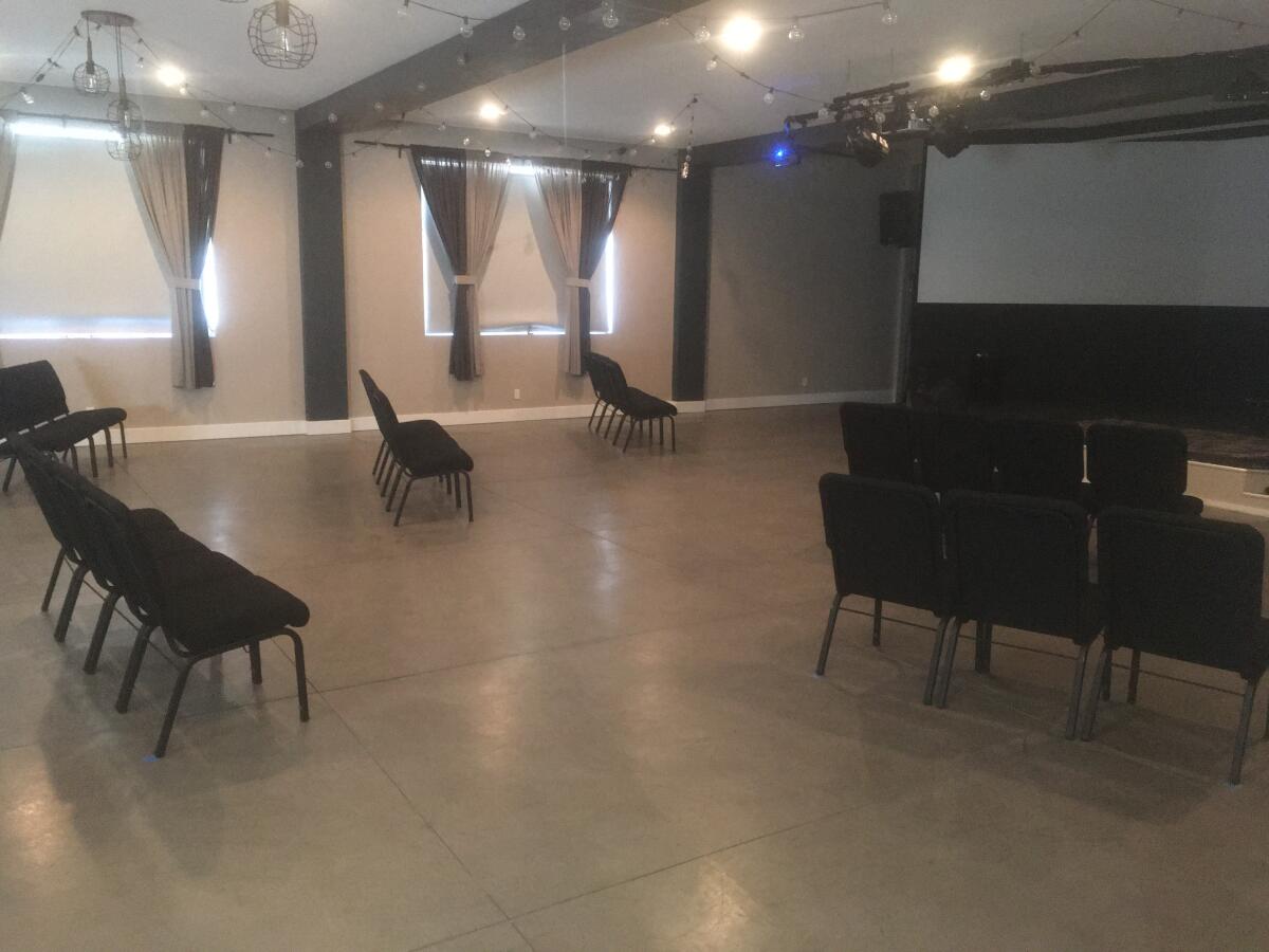 OB One Church's overflow area is prepared to help guests keep physically distanced.