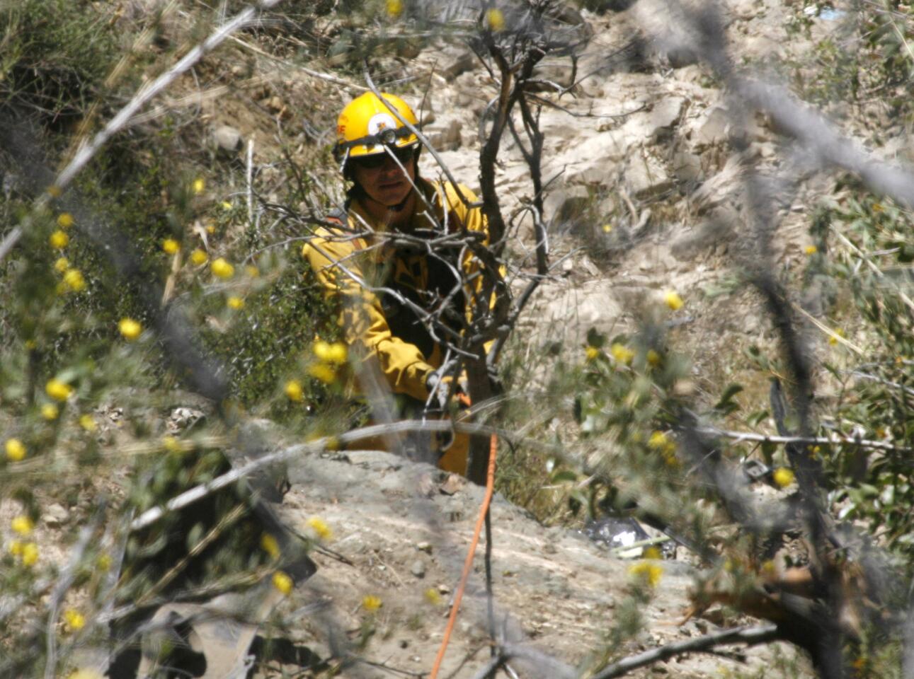 Photo Gallery: Vehicle found over the edge in Angeles National Forest