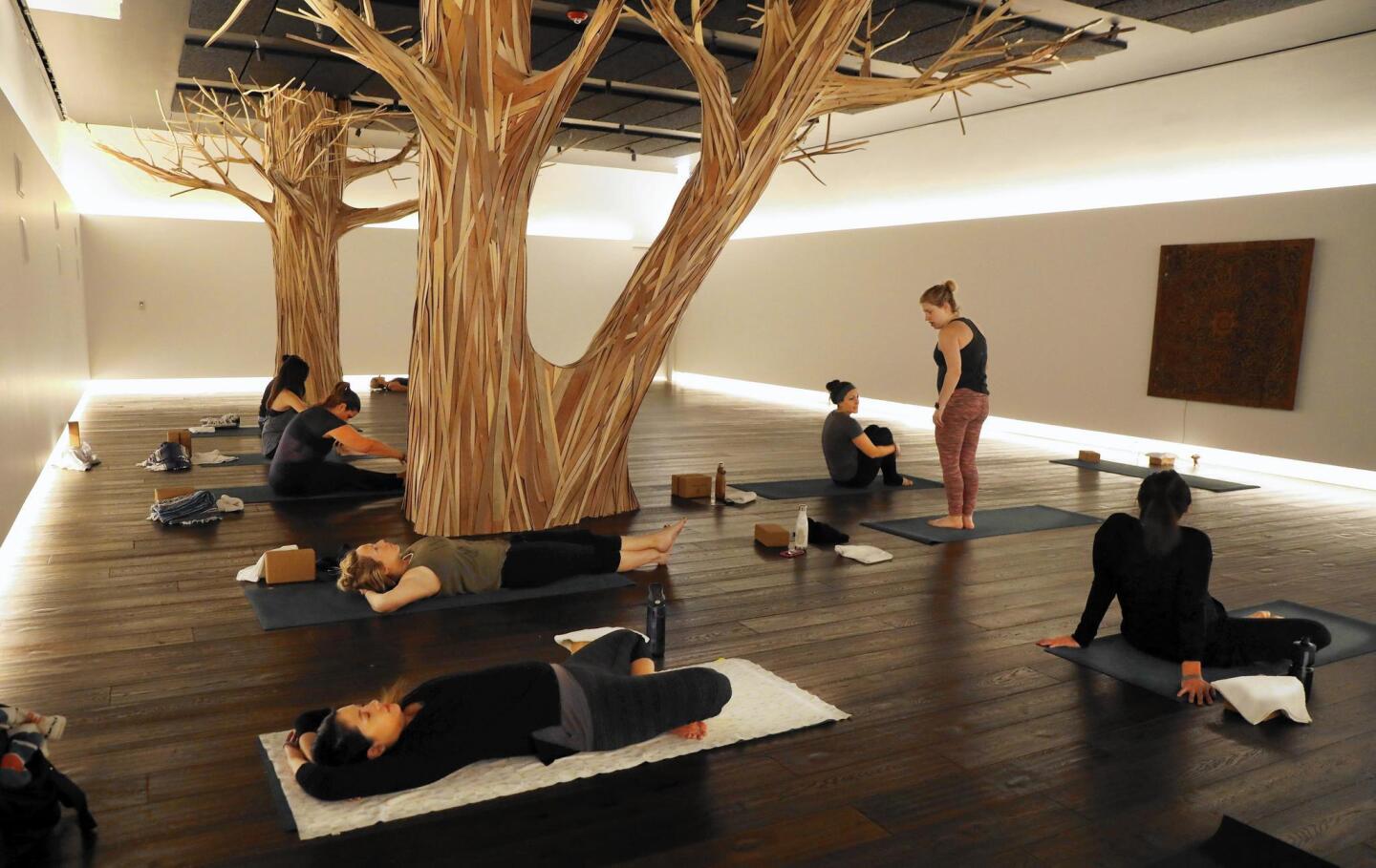 A space for yoga at the Midtown Athletic Club, formerly the Midtown Tennis Club.