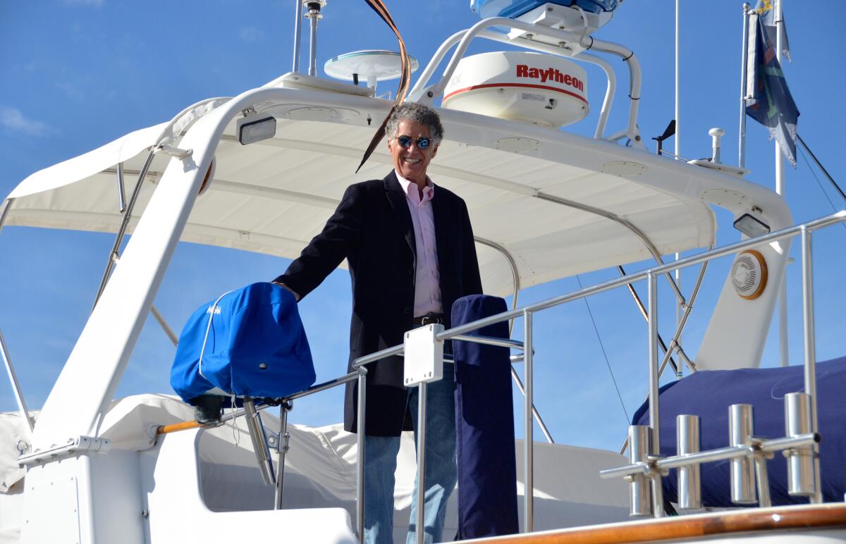 Independent yacht broker, Bill Forsythe aboard a client's 1974, 45-foot Grand Banks Alaskan cruiser.