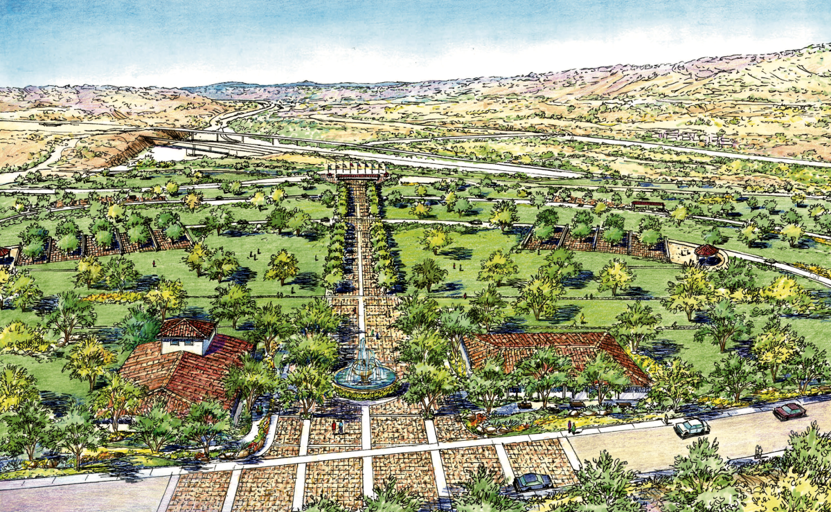 A rendering of a veteran cemetery in Anaheim Hills.