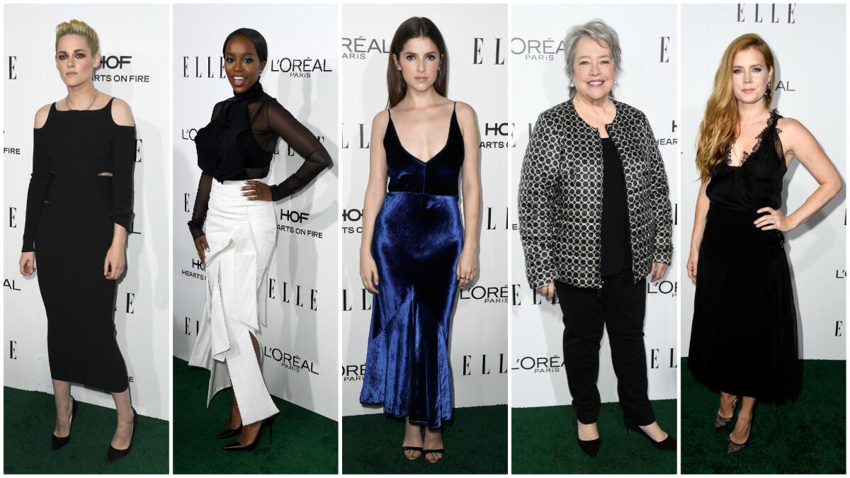 Honorees included Kristen Stewart, left, Aja Naomi King, Anna Kendrick, Kathy Bates and Amy Adams.