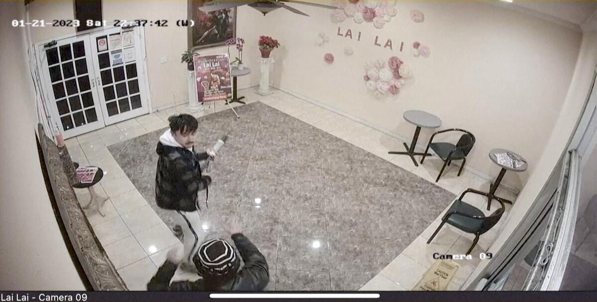 This video-frame grab from a surveillance camera at the Lai Lai Ballroom & Studio.