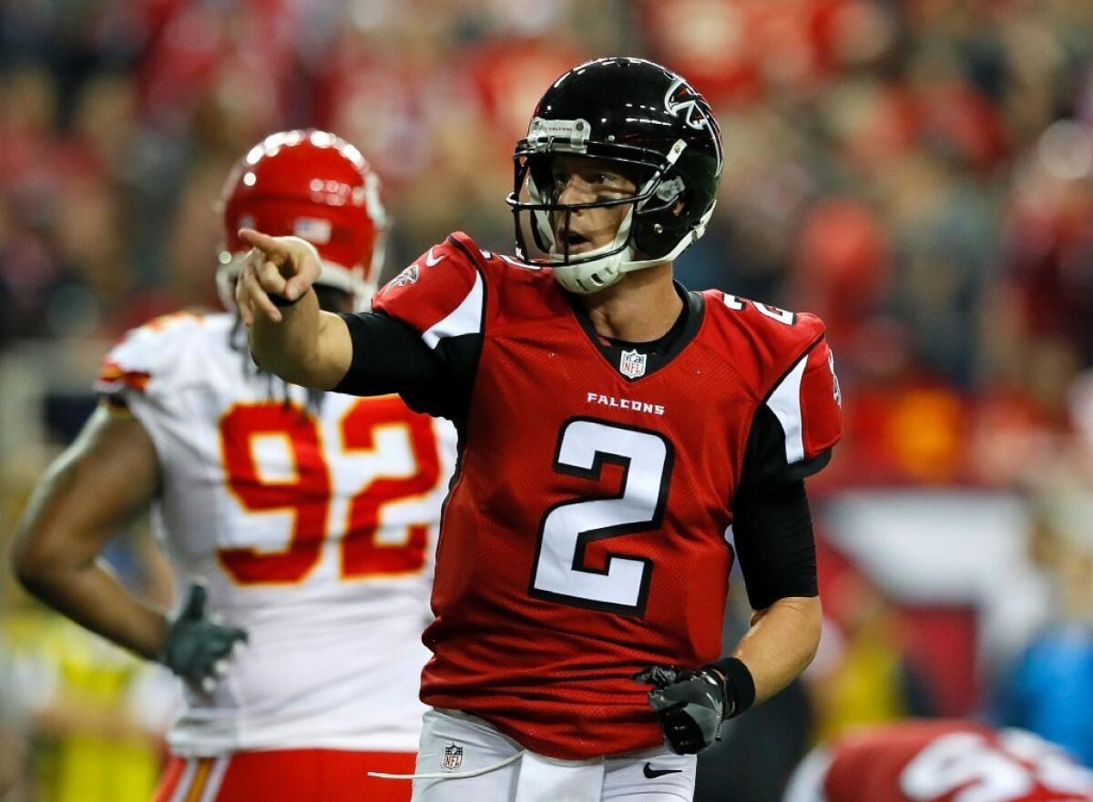 Falcons quarterback Matt Ryan reacts after throwing a touchdown pass against the Chiefs on Dec. 4.