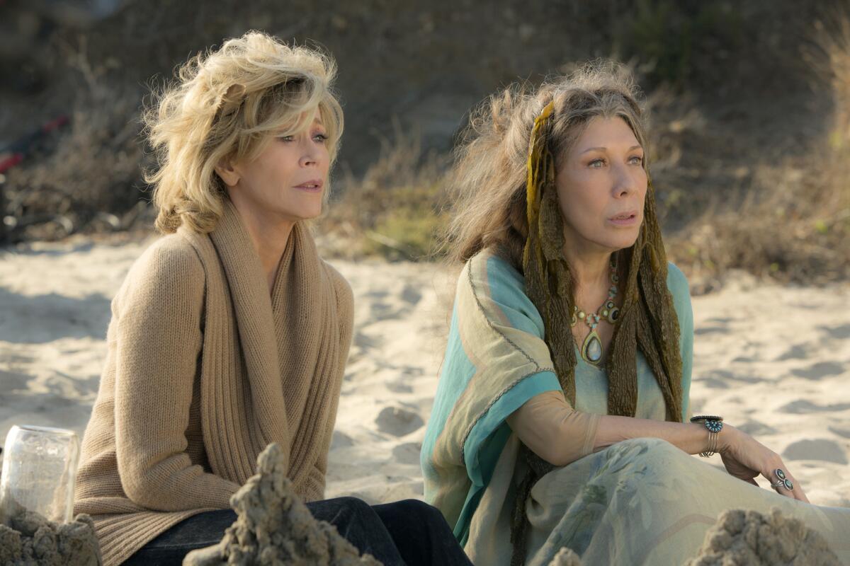 Jane Fonda, left, and Lily Tomlin in the Netflix Original Series "Grace and Frankie."