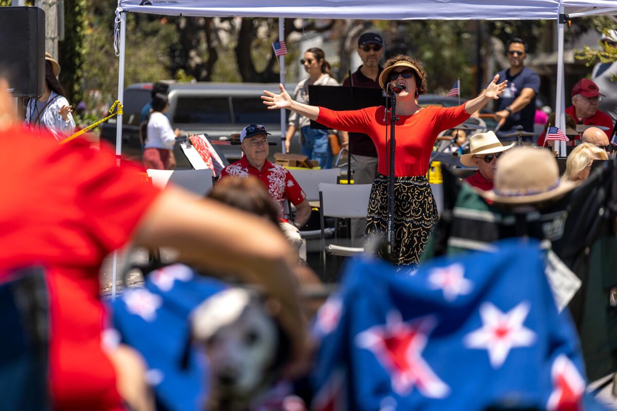 Lisa Morrice of the Laguna Community Concert Band sings on Memorial Day.