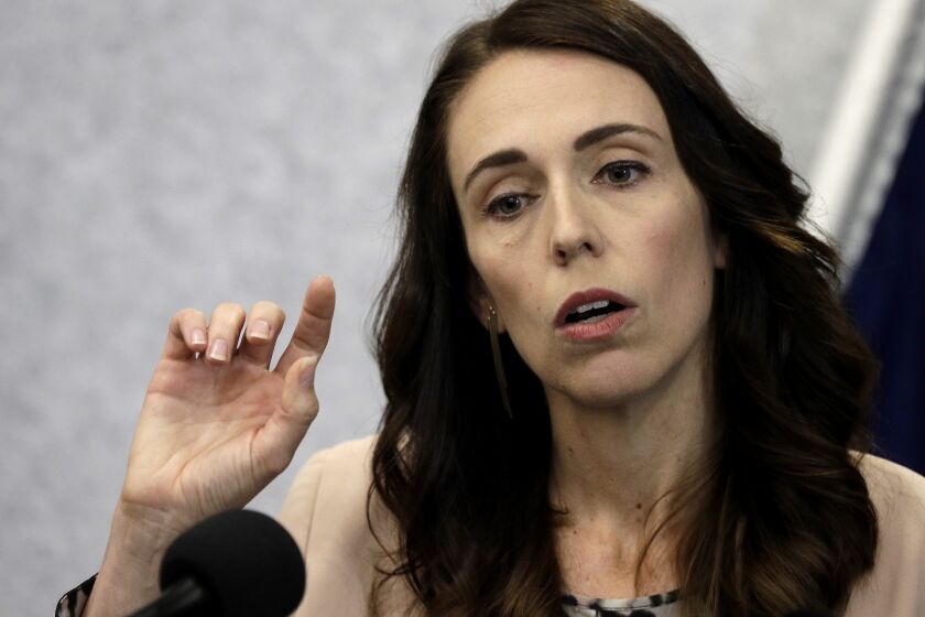 New Zealand Prime Minister Jacinda Ardern addresses a press conference in Christchurch, New Zealand, Friday, March 13, 2020.Events to mark the death of fifty-one people who were killed and dozens more injured when a gunman attacked two mosques in Christchurch March 15, 2019 begin today. (AP Photo/Mark Baker)