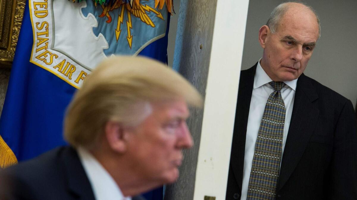 John F. Kelly, former White House chief of staff, with President Trump in the Oval Office.
