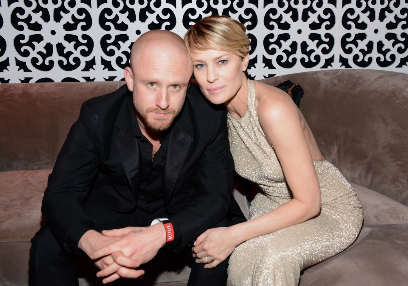News that "House of Cards" star Robin Wright was engaged to "Lone Survivor" actor Ben Foster broke the same weekend she won the Golden Globe for best actress in a TV drama at the 71st Golden Globe Awards. Wright, 47, wore a ring on that finger to Diane von Furstenberg's "Journey of a Dress" exhibition the night before her her rep confirmed that, yes, she was indeed set to wed again. She and Foster, 33, who met on the set of the 2011 film "Rampart," were outed as a couple in February 2012.