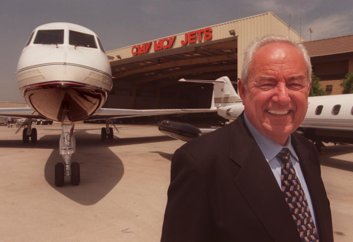 Clay Lacy, owner of Clay Lacy Aviation, at Van Nuys Airport in 1999.