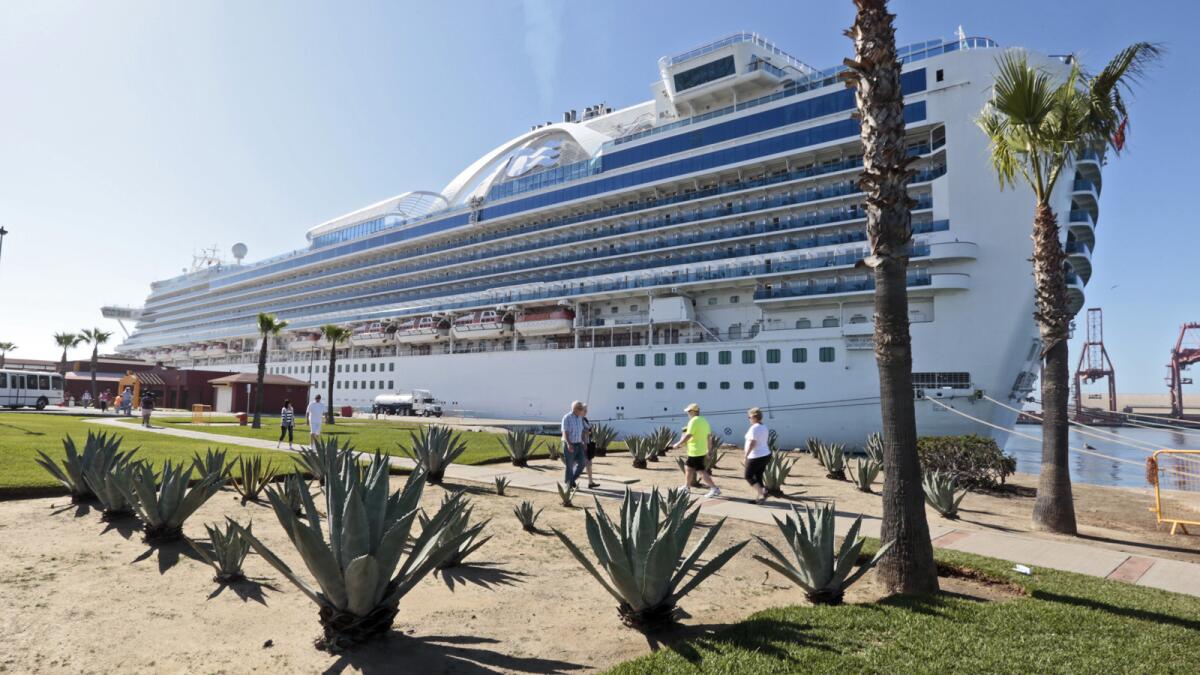 Balcony rooms are on sale for the Crown Princess, shown here at port in Ensenada, Mexico, and other Princess ships through mid-March.