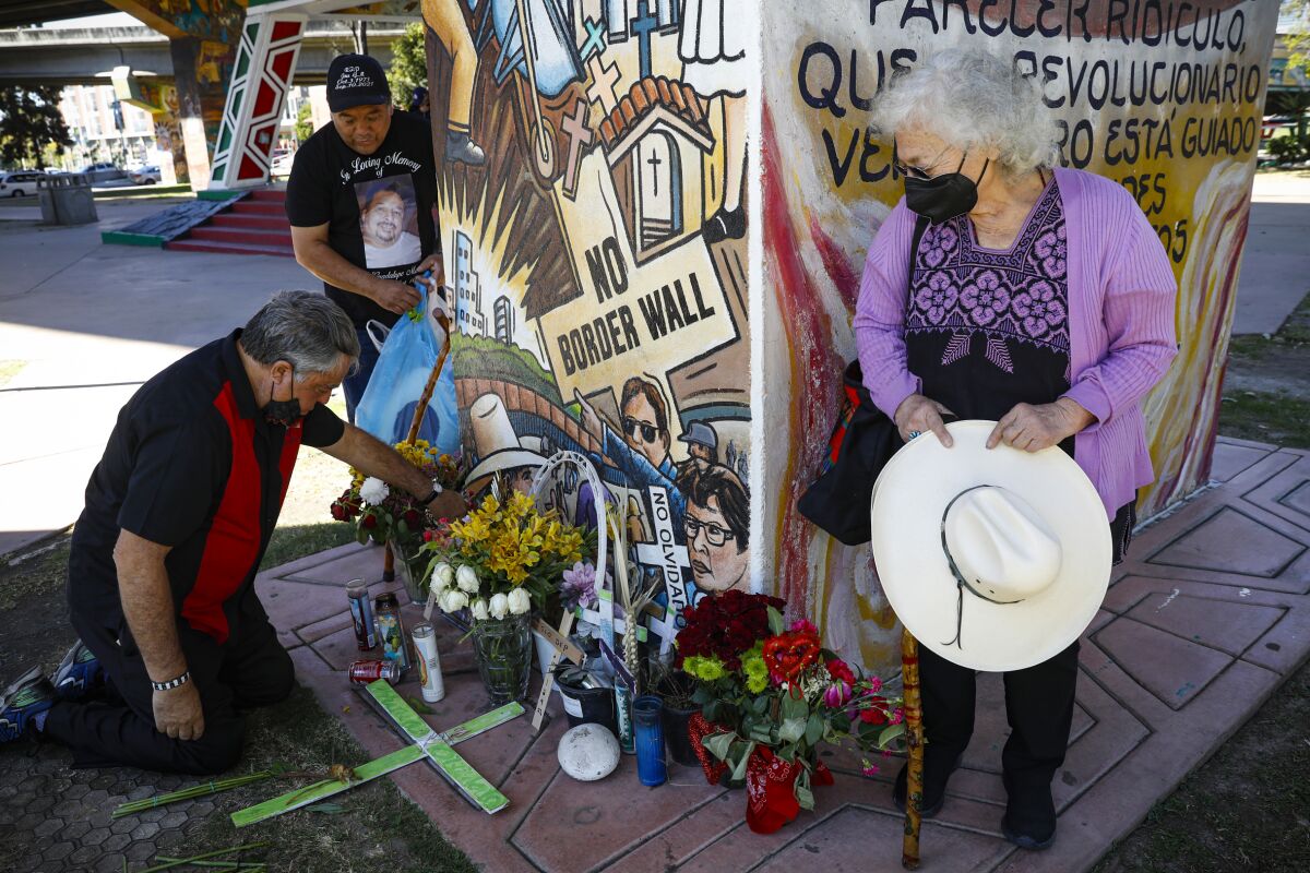 Friends of Antonio Chavez Camarillo gather at a memorial for the unofficial groundskeeper and guardian of Chicano Park. 