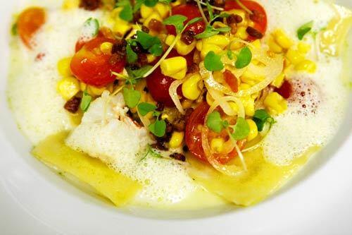 Executive Chef Tony DiSalvo's sweet corn ravioli, served at Whist in Santa Monica's Viceroy Hotel. The restaurant is the best-kept secret in town, but with DiSalvo's sure hand in the kitchen, word is bound to get out.