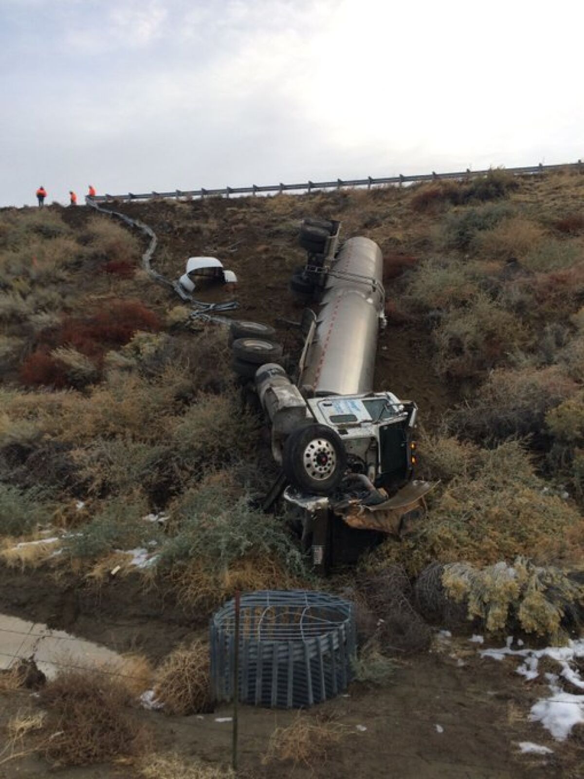 A tanker carrying condensed milk overturned Monday morning.