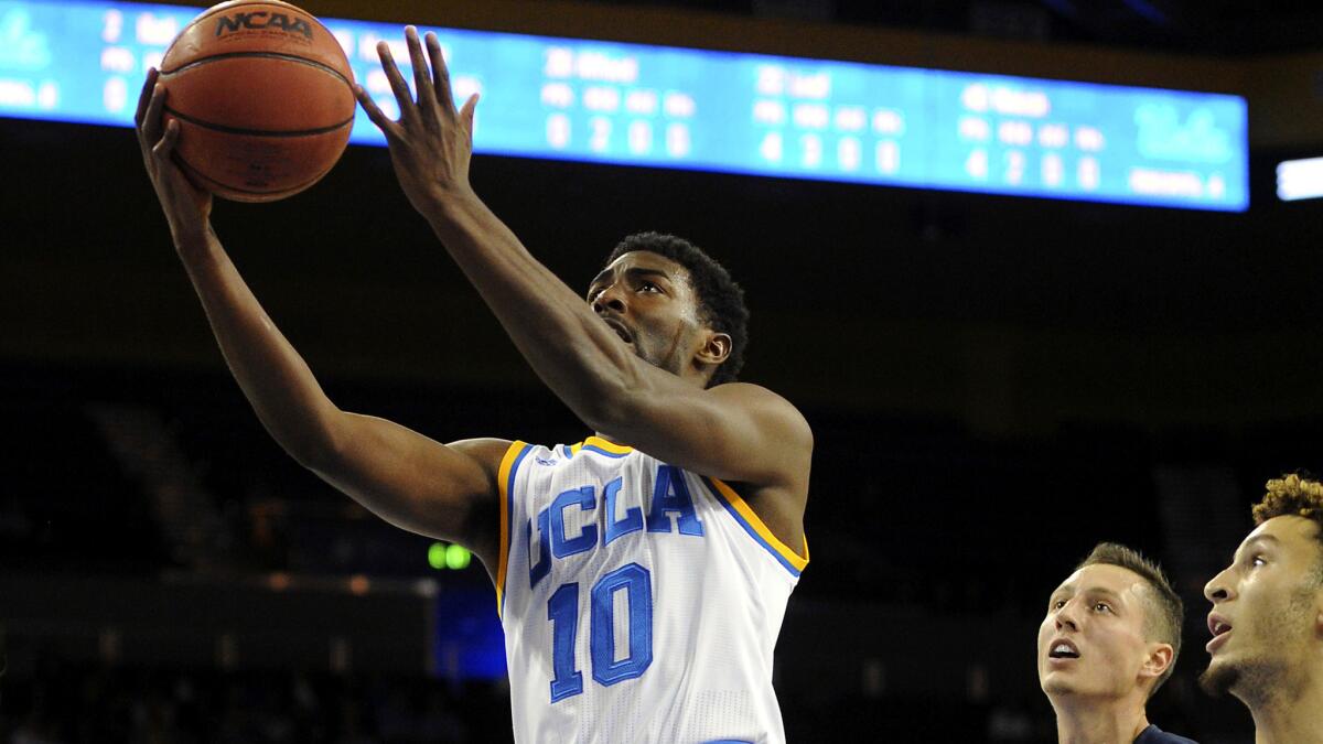 UCLA guard Isaac Hamilton goes for a layup against San Diego during a game Nov. 17.