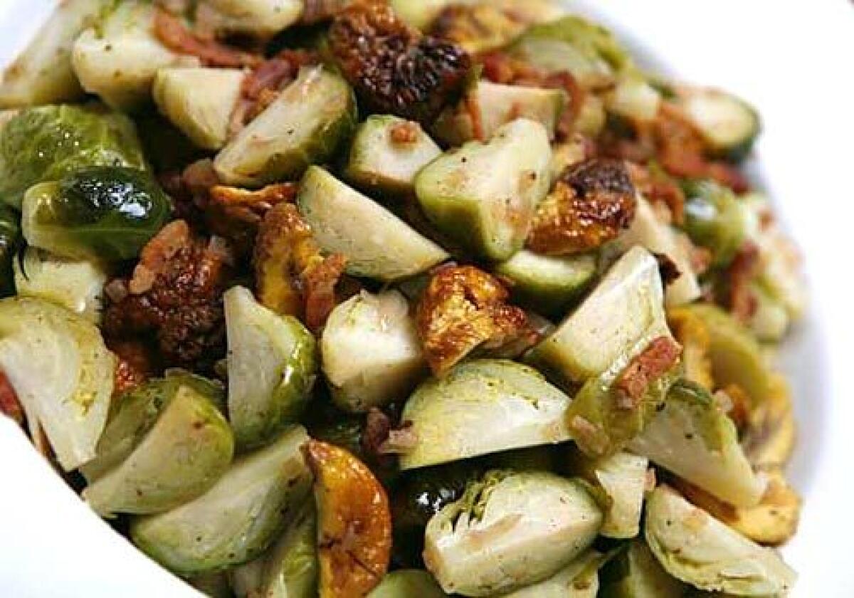 Brussels sprouts with bacon and chestnuts.