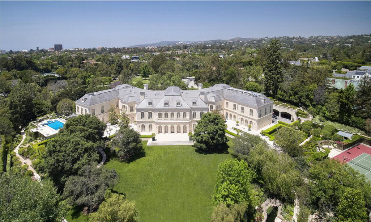In 56,500 square feet, the W-shaped mansion has 123 rooms, including 14 bedrooms and 27 bathrooms.