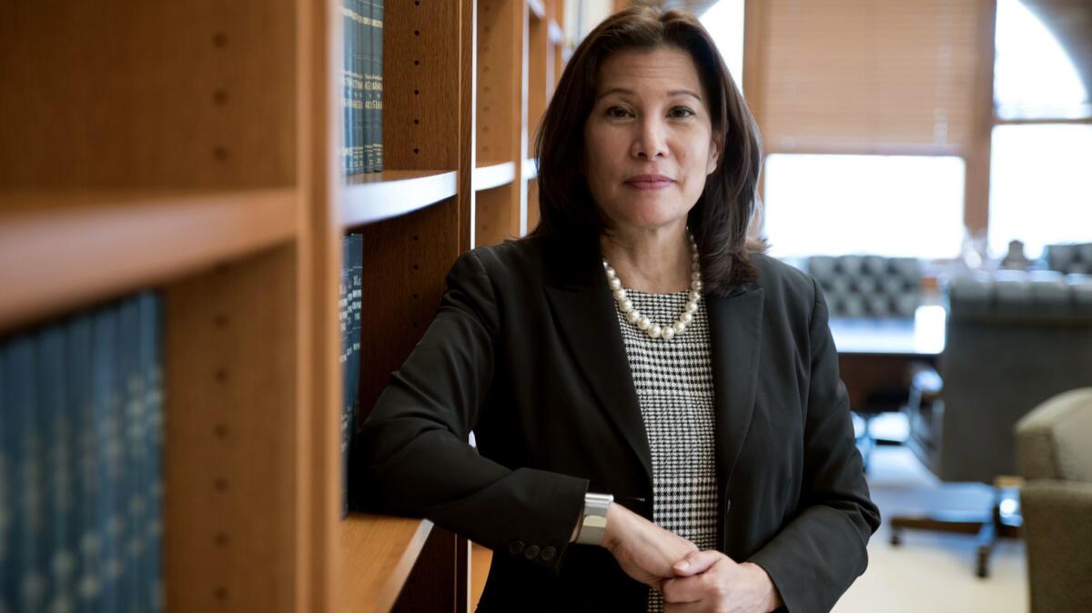 Chief Justice of California Tani Cantil-Sakauye, seen in 2017, has dropped her Republican party registration.