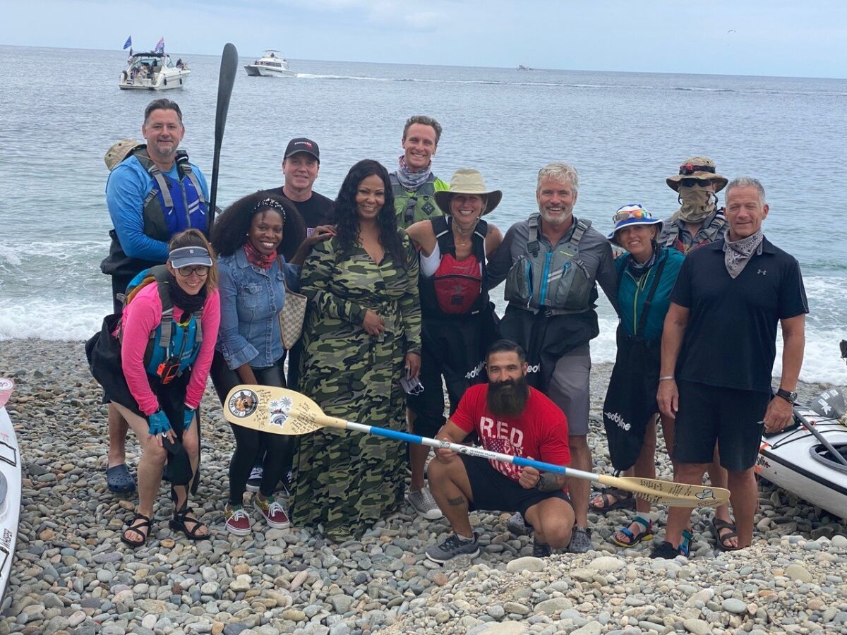 Paddlers and supporters of VVSD's Santa Catalina 50-Mile Kayak event gather Oct. 23 on Catalina Island.