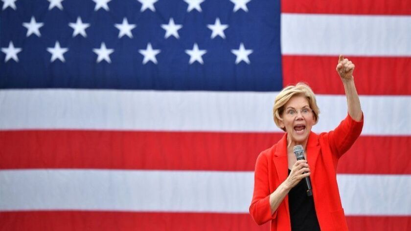 Democratic presidential candidate Sen. Elizabeth Warren campaigns in Fairfax, Va.