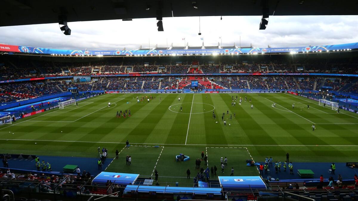 A view of Parc des Princes stadium in Paris. The Women's World Cup opens Friday in France.