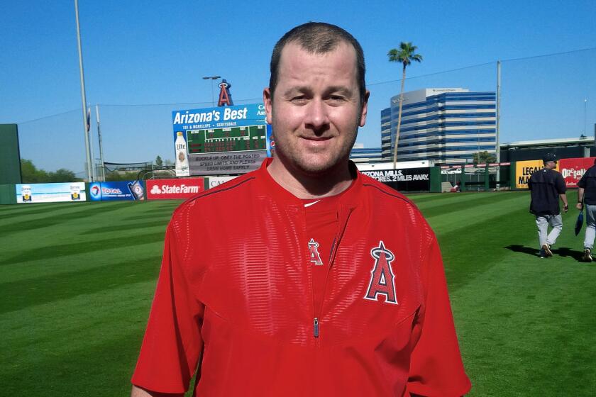 Former Cal State Fullerton catcher Jon Wilhite, who was the only survivor in the crash that killed Angels pitcher Nick Adenhart, has been working with the Angels as an instructor this spring.