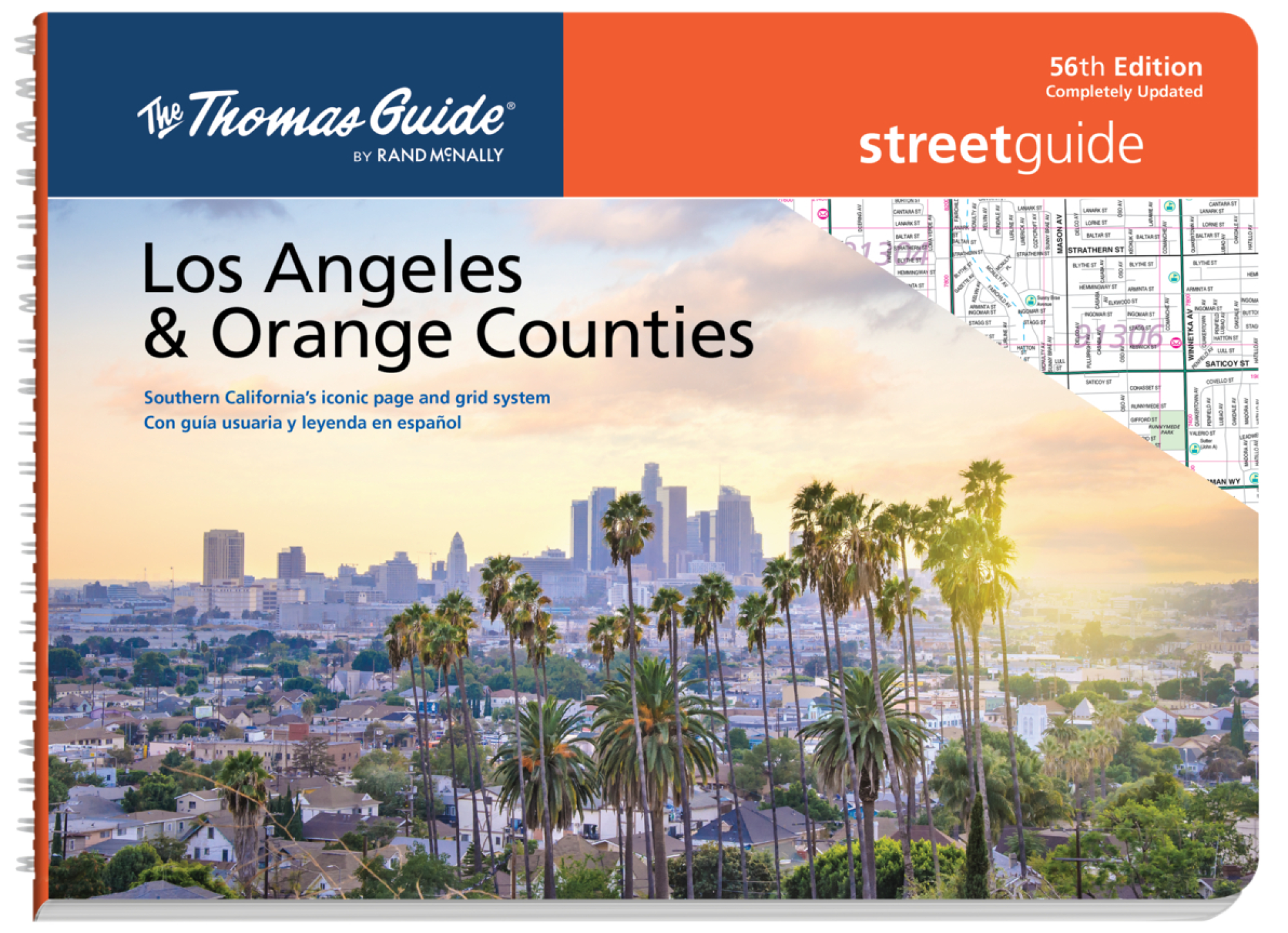 The cover of the new Thomas Guide for Los Angeles and Orange counties shows sunlit palm trees with downtown L.A. and beyond
