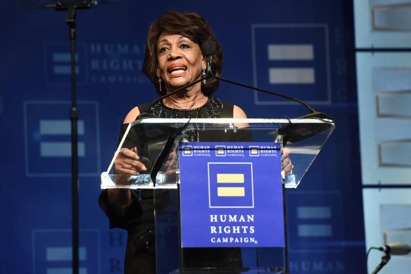 IMAGE DISTRIBUTED FOR HUMAN RIGHTS CAMPAIGN - U.S. Congresswoman Maxine Waters seen at the 2018 Human Rights Campaign Los Angeles Dinner at JW Marriott L.A. Live on Saturday, March 10, 2018, in Los Angeles. (Photo by Dan Steinberg/Invision for Human Rights Campaign/AP Images)