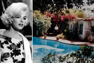 (L) Marilyn Monroe on the set of "Something's Got To Give."(R) Marilyn Monroe's pool and backyard at the Brentwood home.