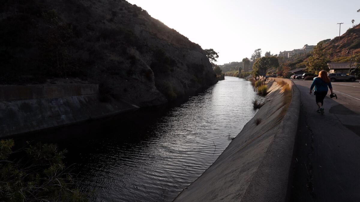 A concrete channel lines the bank of the Aliso Creek estuary in Laguna Beach. At one time the area boasted 14 acres of wetlands. The Laguna Ocean Foundation developed a plan to restore the estuary.