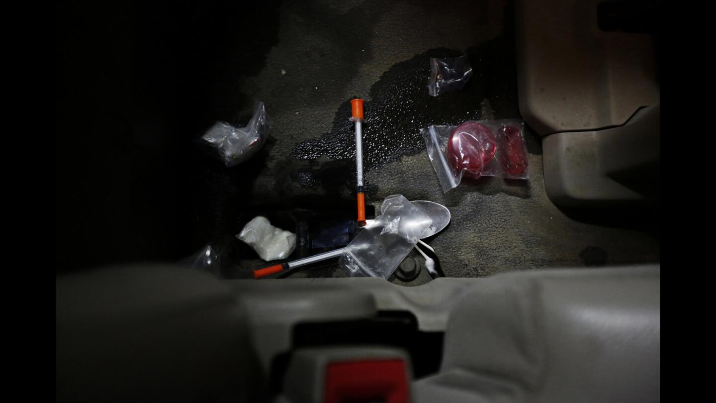 Drug paraphernalia was found stuffed between seats in the back of a police vehicle after officers on the reservation arrested a pregnant woman.