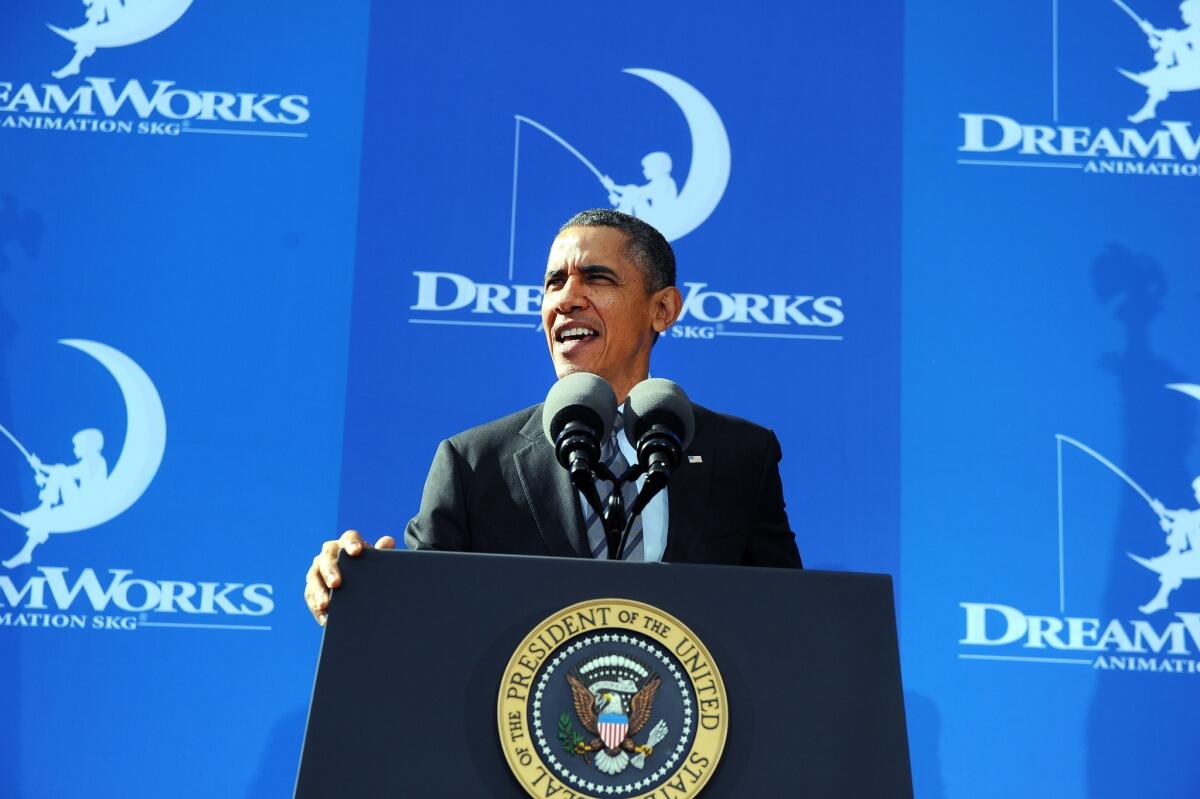 President Barack Obama speaks on the economy at DreamWorks Animation in Glendale on Tuesday.
