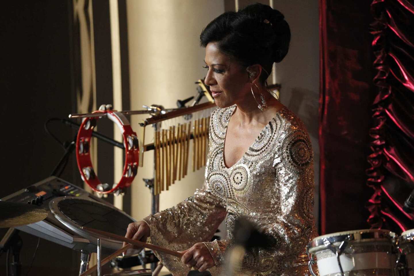 Percussionist Sheila E. performs at the 2012 Academy Awards in Hollywood.