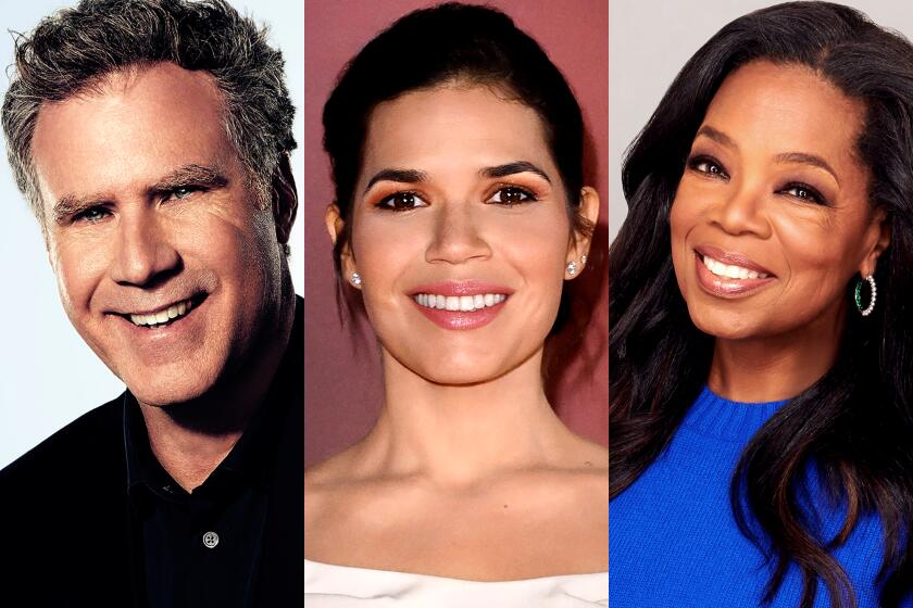 Golden Globes presenters Will Ferrell, from left, America Ferrera and Oprah Winfrey.