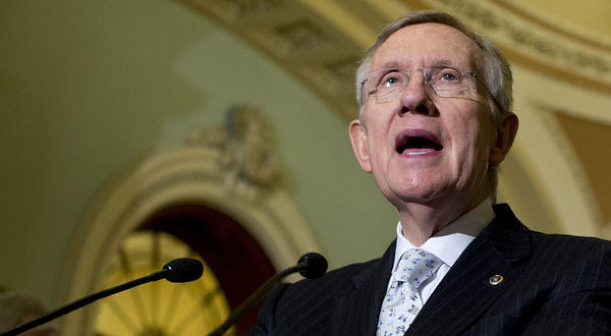 Senate Majority Leader Harry Reid at a news conference on Capitol Hill.