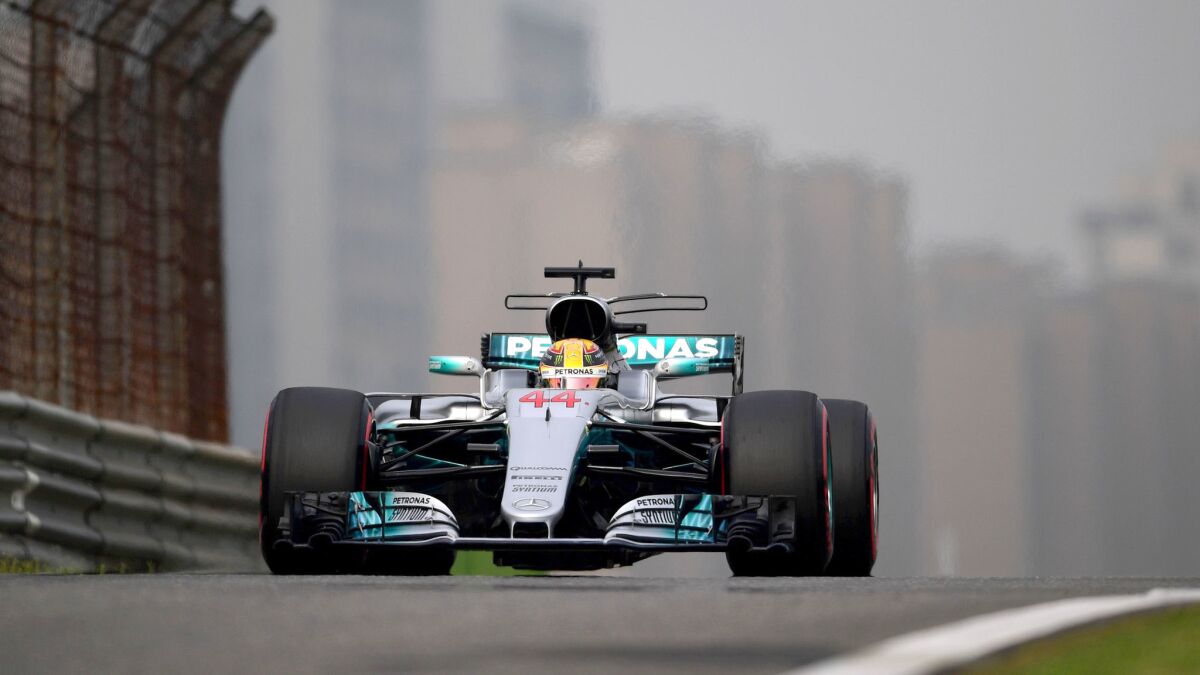Formula One driver Lewis Hamilton won his sixth pole at the Chinese Grand Prix on Saturday.
